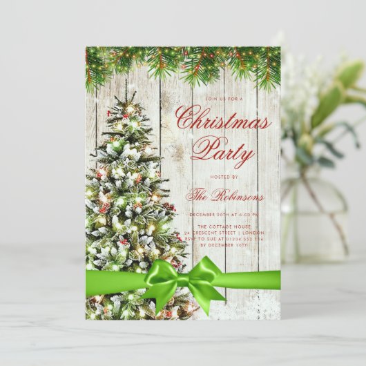Rustikale Weihnachtsbaum Einladung Programm Menü G (Stehend Vorderseite)