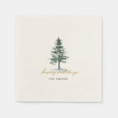 Rustikale Weihnachtsbaum Familienname Feier Serviette (Vorderseite)