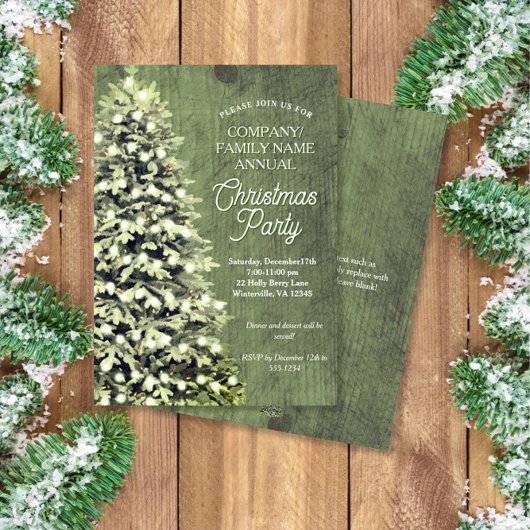 Rustikale Weihnachtsbaum Grüne Gesellschaft Feiert Einladung