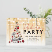 Rustikale Weihnachtsbaum-Lichter Einladung (Stehend Vorderseite)