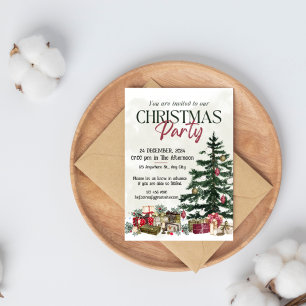 Rustikale Weihnachtsbaum-Party Einladung