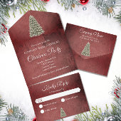 Rustikale Weihnachtsbaum Rote Gesellschaft Feierta All In One Einladung