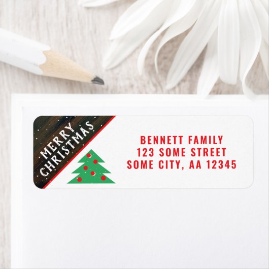 Rustikale Weihnachtsbaum Roter Feiertag Rücksendea (Insitu)