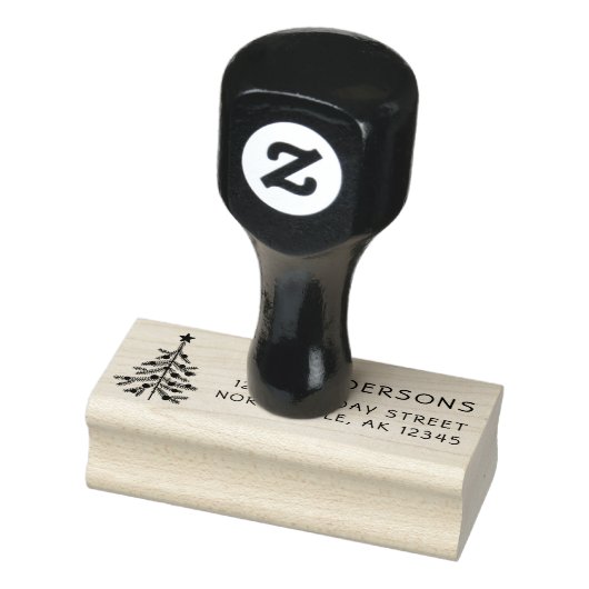 Rustikale Weihnachtsbaum-Rücksendeadresse Gummistempel (Stempel)
