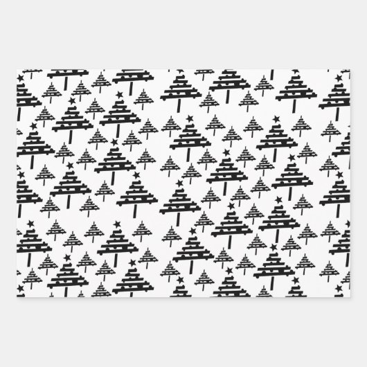 Rustikale Weihnachtsbaum Snowflake Weihnachtsfeier Geschenkpapier Set (Vorderseite 3)