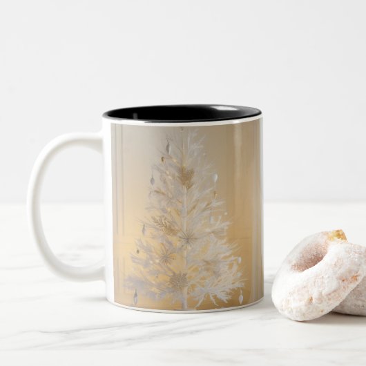 Rustikale Weihnachtsbaum-Tasse Zweifarbige Tasse (Mit Donut)