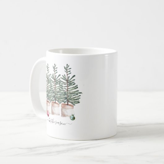 Rustikale Weihnachtsbäume dieser Saison Kaffeetasse (Vorderseite Links)