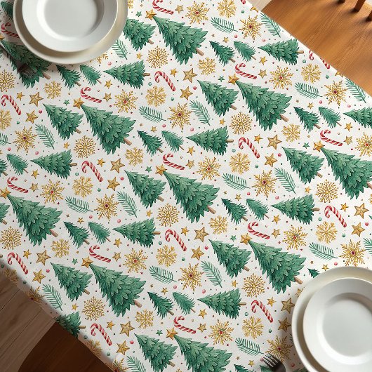 Rustikale Weihnachtsbäume erdige rot-grüne Tischde Tischdecke