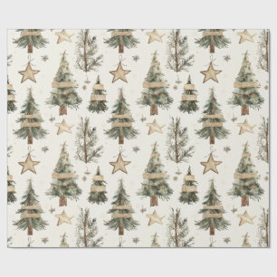 Rustikale Weihnachtsbäume Geschenkpapier