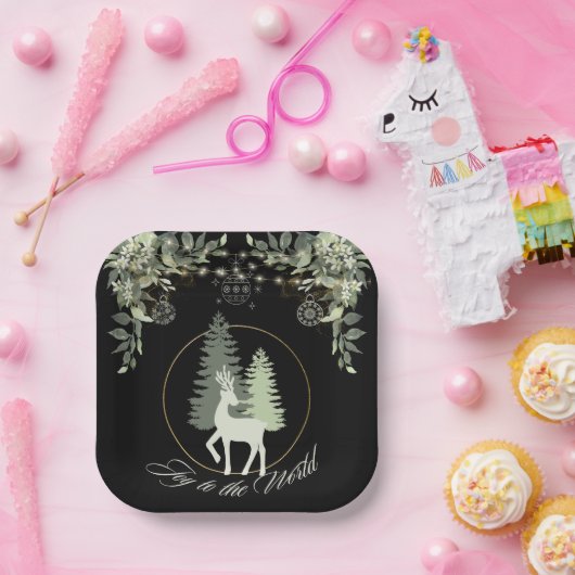 Rustikale Weihnachtsbäume im Hirschen Pappteller (Party)