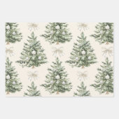 Rustikale Weihnachtsbäume Schneeflocken Geschenkpapier Set (Vorderseite 3)