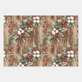 Rustikale Weihnachtsbäume Schneeflocken Geschenkpapier Set (Vorderseite 2)