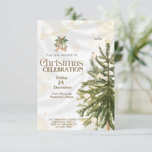 Rustikale Weihnachtsbaumeinladungen | Elegant und  Einladung (Stehend Vorderseite)