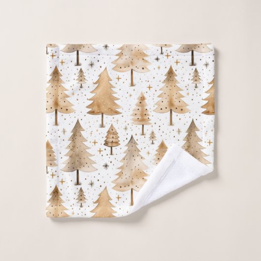 Rustikale Weihnachtsbaumen Badhandtuch Set (Waschlappen)