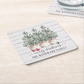 Rustikale Weihnachtsbaumen Familienname Rechteckiger Pappuntersetzer (angewinkelt)