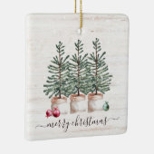 Rustikale Weihnachtsbaumen Frohe Weihnachten Keramikornament (Rechts)