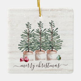 Rustikale Weihnachtsbaumen Frohe Weihnachten Keramikornament