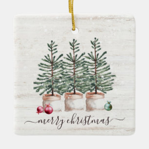 Rustikale Weihnachtsbaumen Frohe Weihnachten Keramikornament