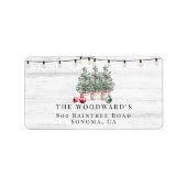 Rustikale Weihnachtsbaumen, Holzstring Lights - Ad Adressaufkleber (Vorne)