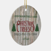 Rustikale Weihnachtsbaumfarm Ihr Name Keramik Ornament (Rechts)