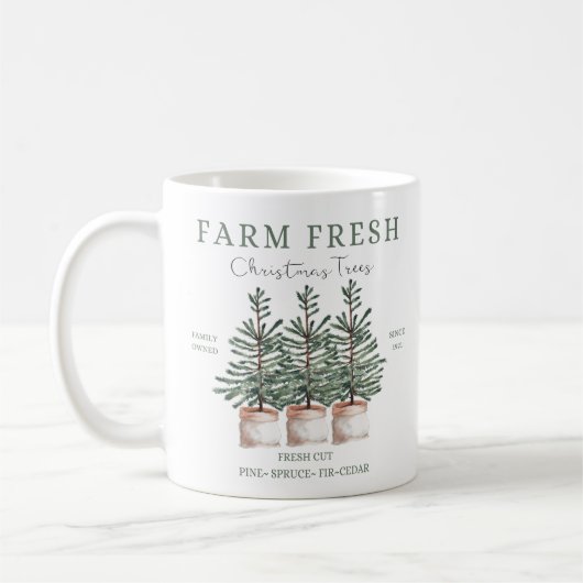 Rustikale Weihnachtsbaumfarm Weihnachten Tasse (Links)