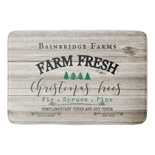 Rustikale Weihnachtsbaumfarmen Familienname Badematte (Vorderseite)