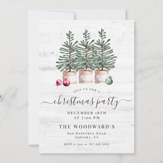 Rustikale Weihnachtsbaumfeier Einladung (Vorderseite)