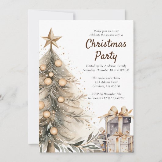 Rustikale Weihnachtsbaumfeier Einladung (Vorderseite)