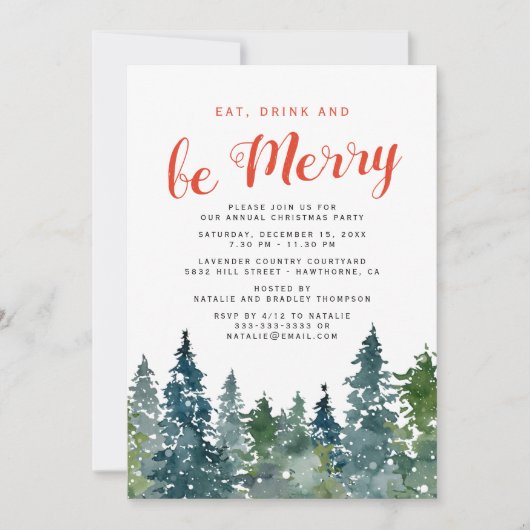 Rustikale Weihnachtsbaumfeier Einladung (Vorderseite)