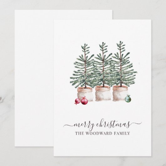 Rustikale Weihnachtsbaumkarte (Vorne/Hinten)