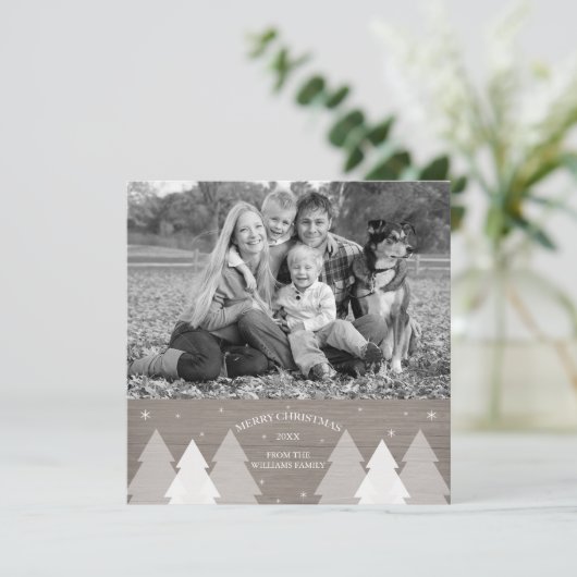 Rustikale Weihnachtsbaumkarte Feiertagskarte (Stehend Vorderseite)