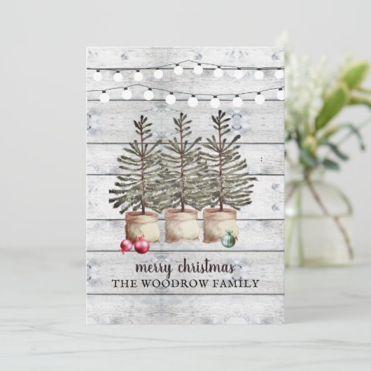 Rustikale Weihnachtsbaumkarten (Stehend Vorderseite)