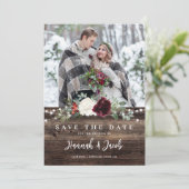 Rustikale Weihnachtsbaumwein Save The Date (Stehend Vorderseite)