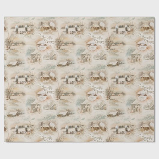 Rustikale Weihnachtsbauten im Winter Geschenkpapier (Flach)