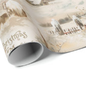 Rustikale Weihnachtsbauten im Winter Geschenkpapier (Rolleneckpunkt)