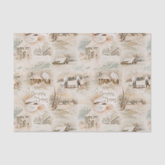 Rustikale Weihnachtsbauten im Winter Seidenpapier (Vorderseite)