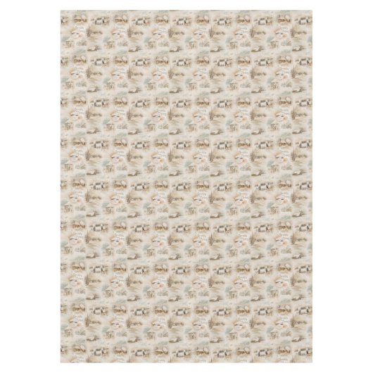 Rustikale Weihnachtsbauten im Winter Tischdecke (Vorderseite)