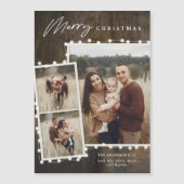 Rustikale Weihnachtsbeleuchtung 3 Foto Collage Url Magnetkarte (Vorderseite)