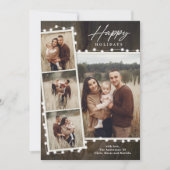 Rustikale Weihnachtsbeleuchtung 4 FotoCollage Feiertagskarte (Vorderseite)