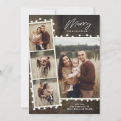 Rustikale Weihnachtsbeleuchtung 4 FotoCollage Feiertagskarte (Vorderseite)
