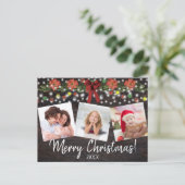 Rustikale Weihnachtsbeleuchtung & Garland 3 Foto Feiertagspostkarte (Stehend Vorderseite)