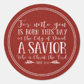 Rustikale Weihnachtsbibel Verse Typografie Runder Aufkleber (Vorderseite)