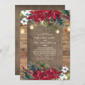 Rustikale Weihnachtsblumen, Twinkle Light Einladung (Vorne/Hinten)