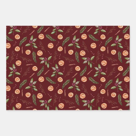 Rustikale Weihnachtsbotanicals Wrapping Paper Shee Geschenkpapier Set (Vorderseite 3)