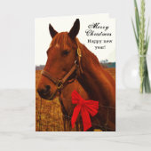 Rustikale Weihnachtsbraun Roter Bow Feiertagskarte (Vorderseite)