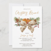 Rustikale Weihnachtsbrunch-Pinien-Bugbeeren Einladung (Vorderseite)