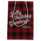 Rustikale Weihnachtsbüffel Karierte Feiertage Grüß Mittlere Geschenktüte (Rückseite)