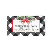 Rustikale Weihnachtsbüffel Karierte Rücksendeadres Adressaufkleber (Vorne)