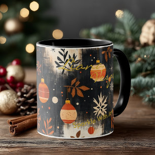 Rustikale Weihnachtsdekorationen in Orange und Gol Tasse