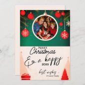 Rustikale Weihnachtsdekorationen Weihnachtsfotos Feiertagskarte (Vorne/Hinten)